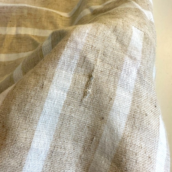 J.CREW Linen Sidewalk Skirt Ivory Tan Cotton Striped Pockets Pull On Lined knit - Picture 9 of 9